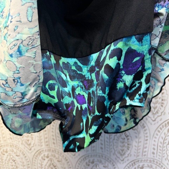 BN Classic Teal Blue Leopard Print Swim Dress One Piece Swimsuit Plus Size 18W - Picture 5 of 8